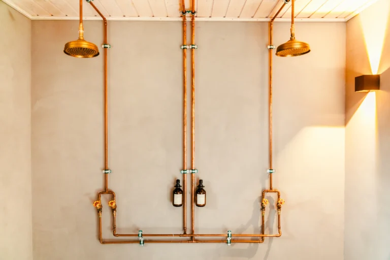 Farmhouse Spa: Double shower with copper pipes, Hof Bissee