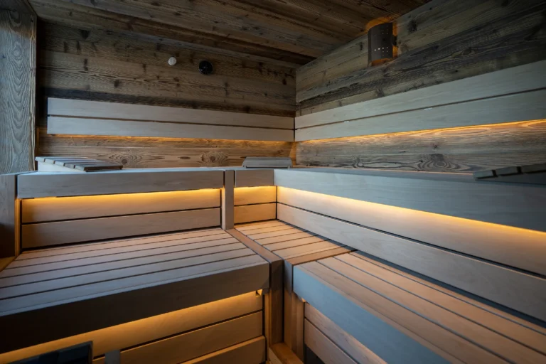 Corn Barn Spa: Finnish sauna with indirect lighting, Hof Bissee